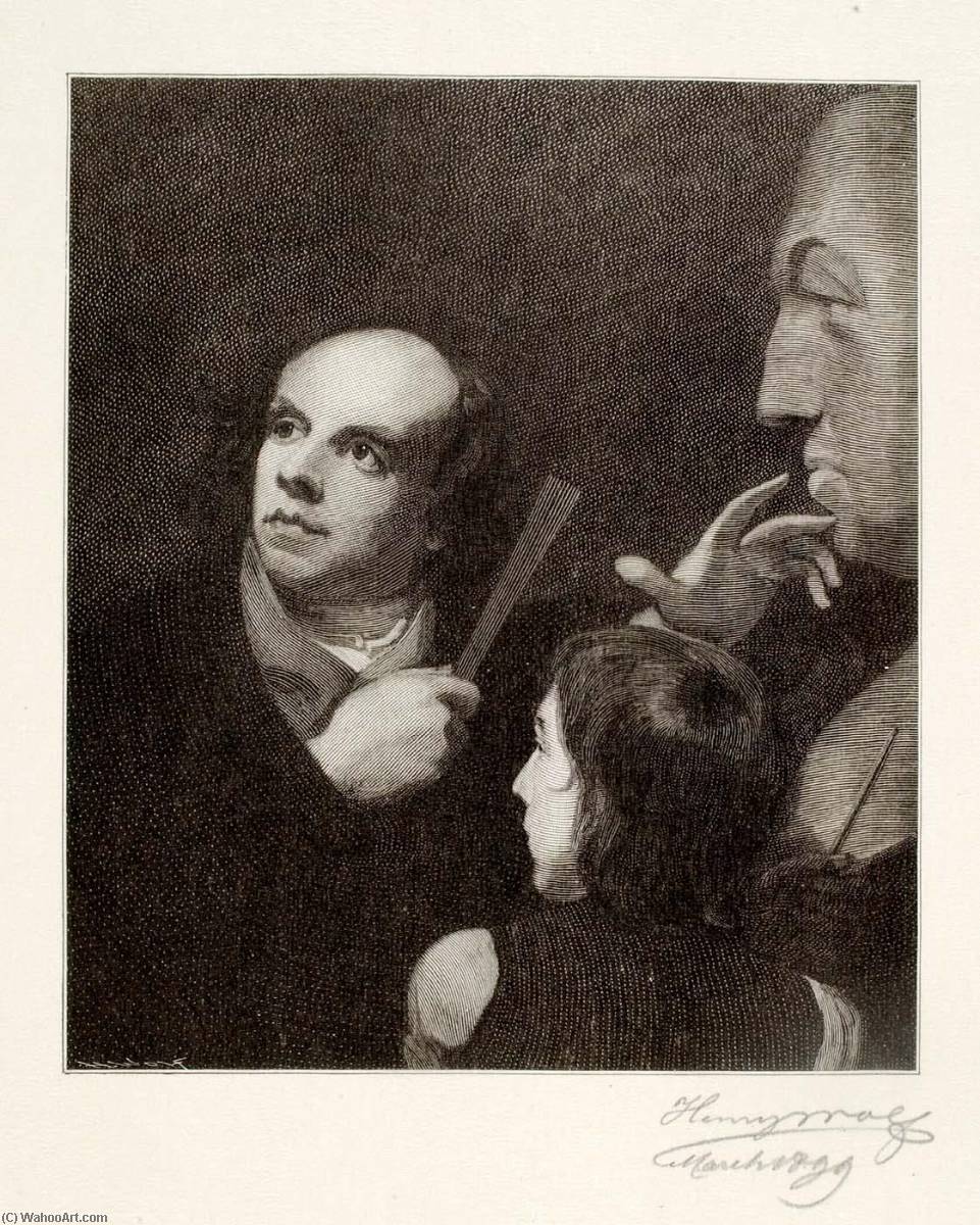 Wikioo.org - The Encyclopedia of Fine Arts - Painting, Artwork by Henry Wolf - John Flaxman Modeling the Bust of William Hayley