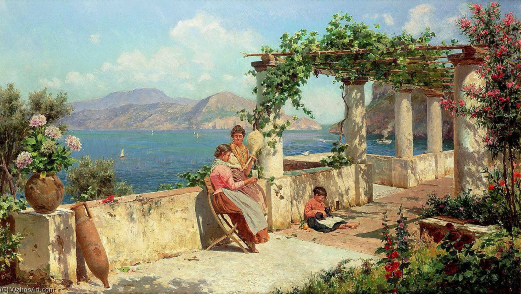 Figure su un Terrazza in Capri - Robert Alott | Wikioo.org – L'Enciclopedia  delle Belle Arti