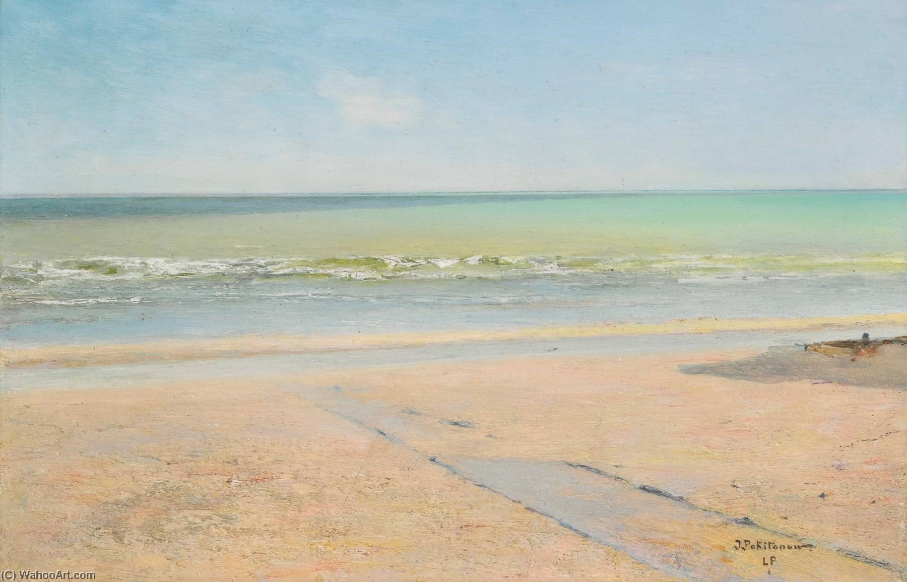 Wikioo.org - The Encyclopedia of Fine Arts - Painting, Artwork by Ivan Pavlovich Pokhitonov - Beach Scene in La Panne