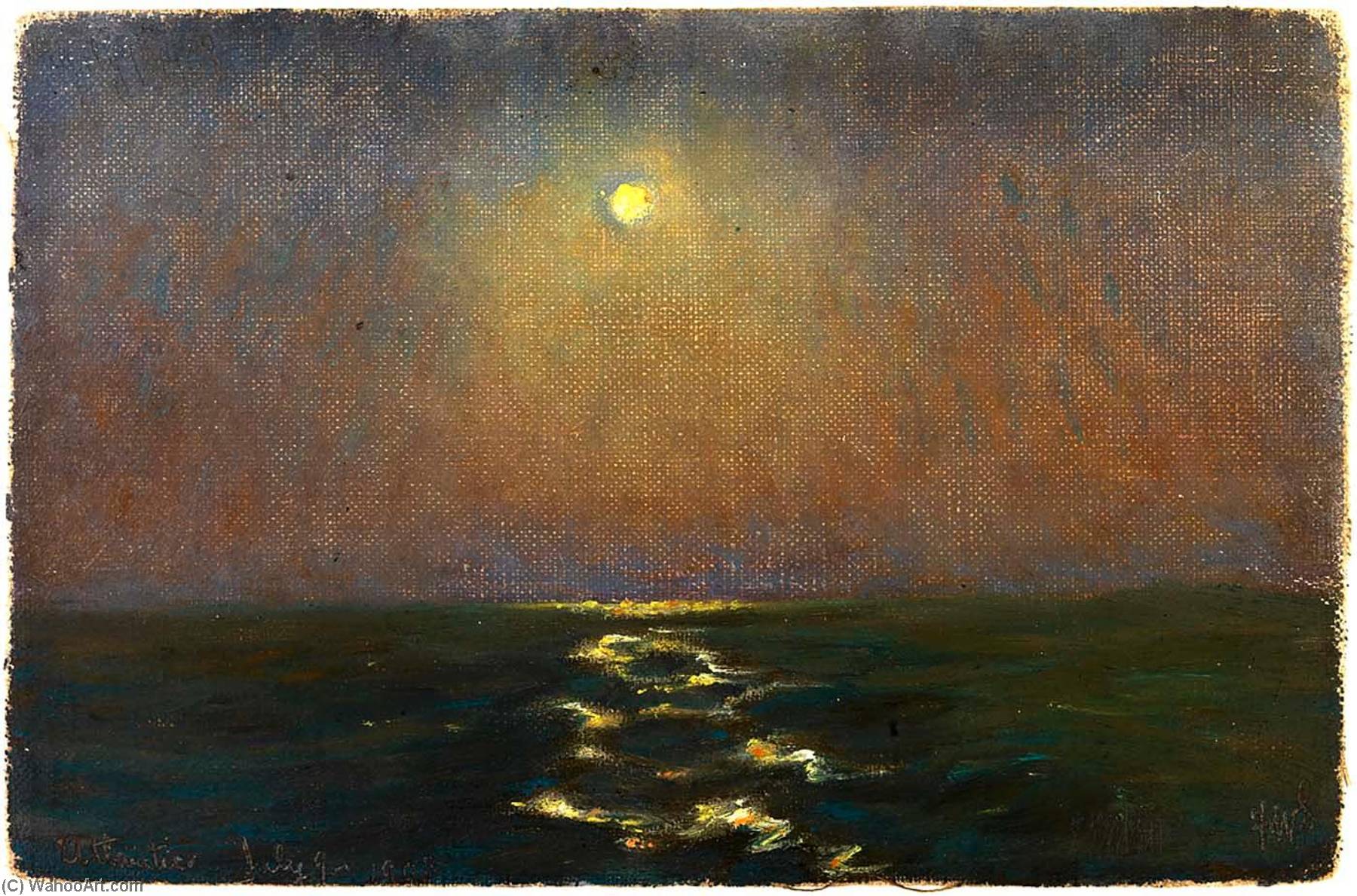 Wikioo.org - The Encyclopedia of Fine Arts - Painting, Artwork by Frank Wilbert Stokes - Moonlight, Atlantic Ocean