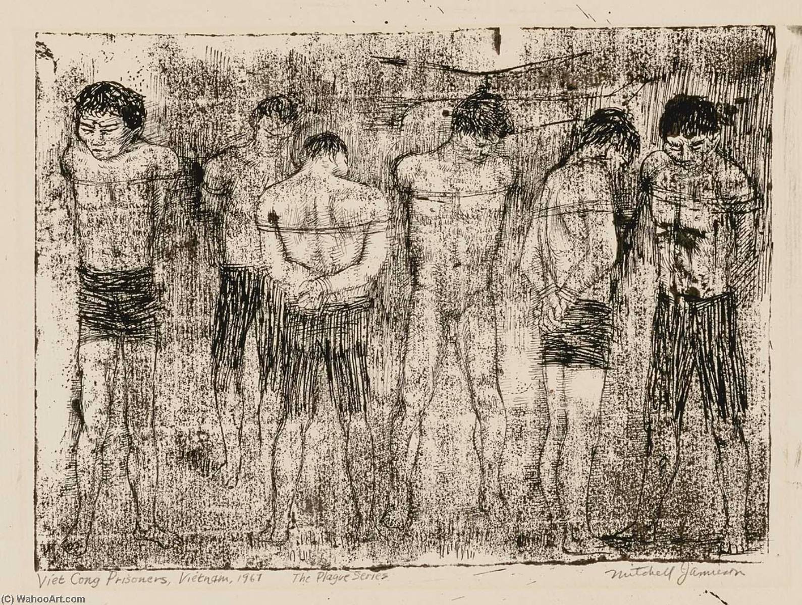 Wikioo.org - The Encyclopedia of Fine Arts - Painting, Artwork by Mitchell Jamieson - Viet Cong Prisoners, Vietnam, 1967 (from series, The Plague)