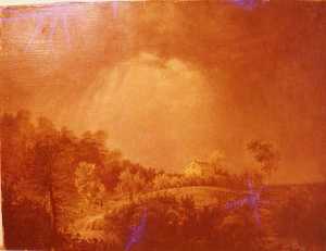 (House on Hill Under Clearing Sky), (painting)