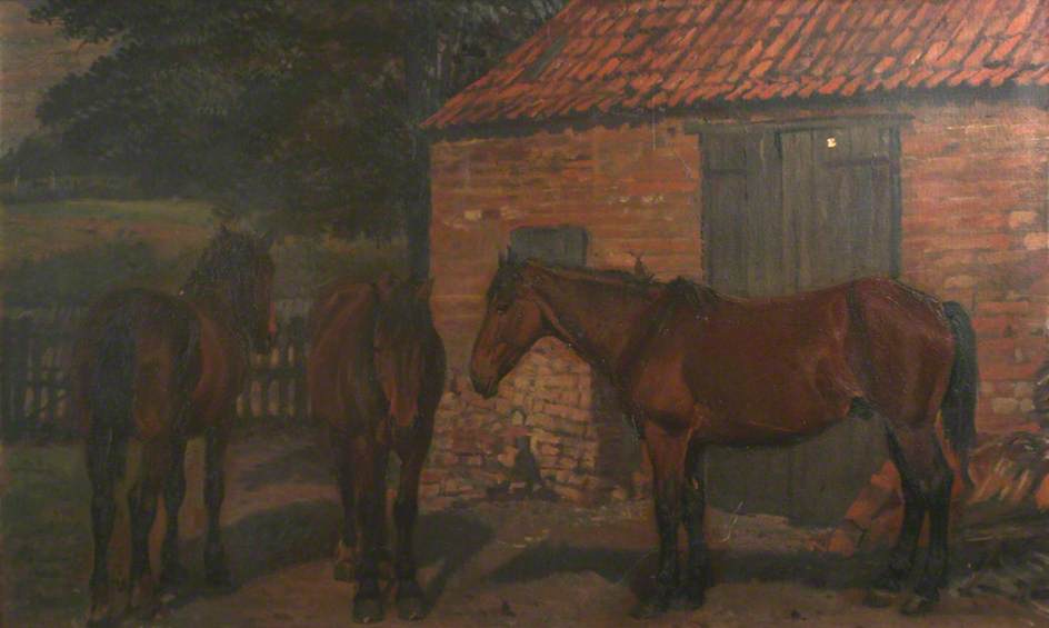 Конюшни миф. William Edward Millner (1849-1895) художник. Лошадь в Академии художеств. Лошадь коричневая картина. Картины маслом конюшня.