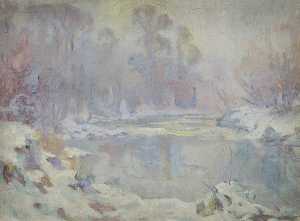 River Scene in Winter