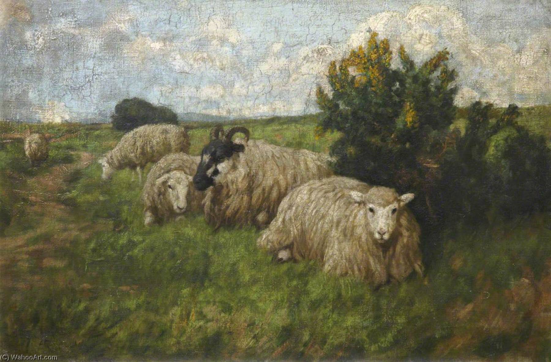 Wikioo.org - The Encyclopedia of Fine Arts - Painting, Artwork by Archibald Russell Watson Allan - Landscape with Sheep