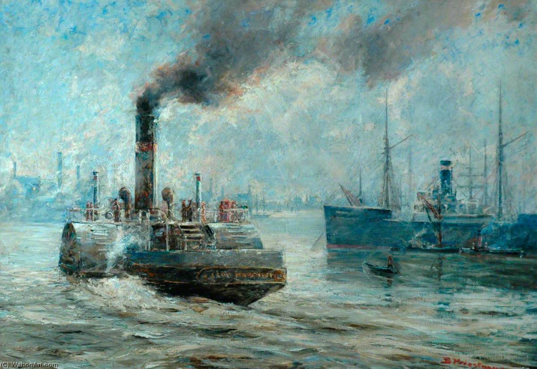 Wikioo.org - The Encyclopedia of Fine Arts - Painting, Artwork by Bertram Priestman - A Hazy Day on the Rochester River