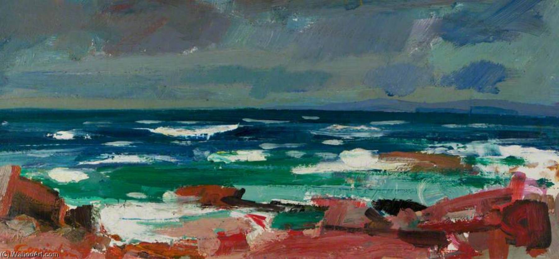 Wikioo.org - The Encyclopedia of Fine Arts - Painting, Artwork by John Cunningham - Iona Seascape