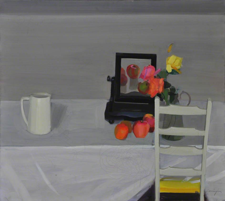 Wikioo.org - The Encyclopedia of Fine Arts - Painting, Artwork by John Cunningham - Still Life with Apples and Dressing Table