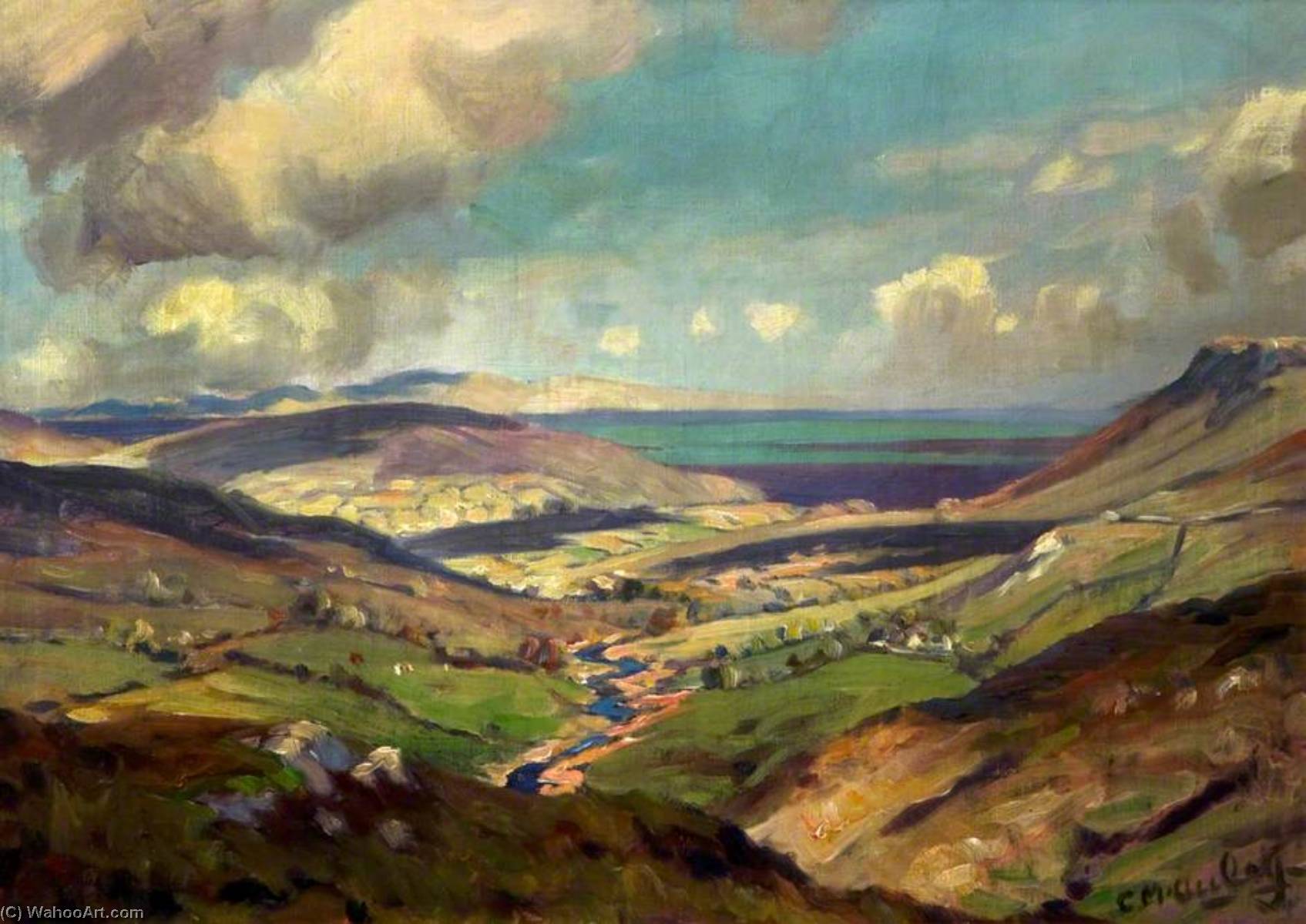 Wikioo.org - The Encyclopedia of Fine Arts - Painting, Artwork by Charles J Mcauley - Glen with a View to the Sea