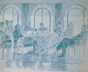 Tea at Chartwell, 29th August 1927 (from a photograph by Donald Ferguson)
