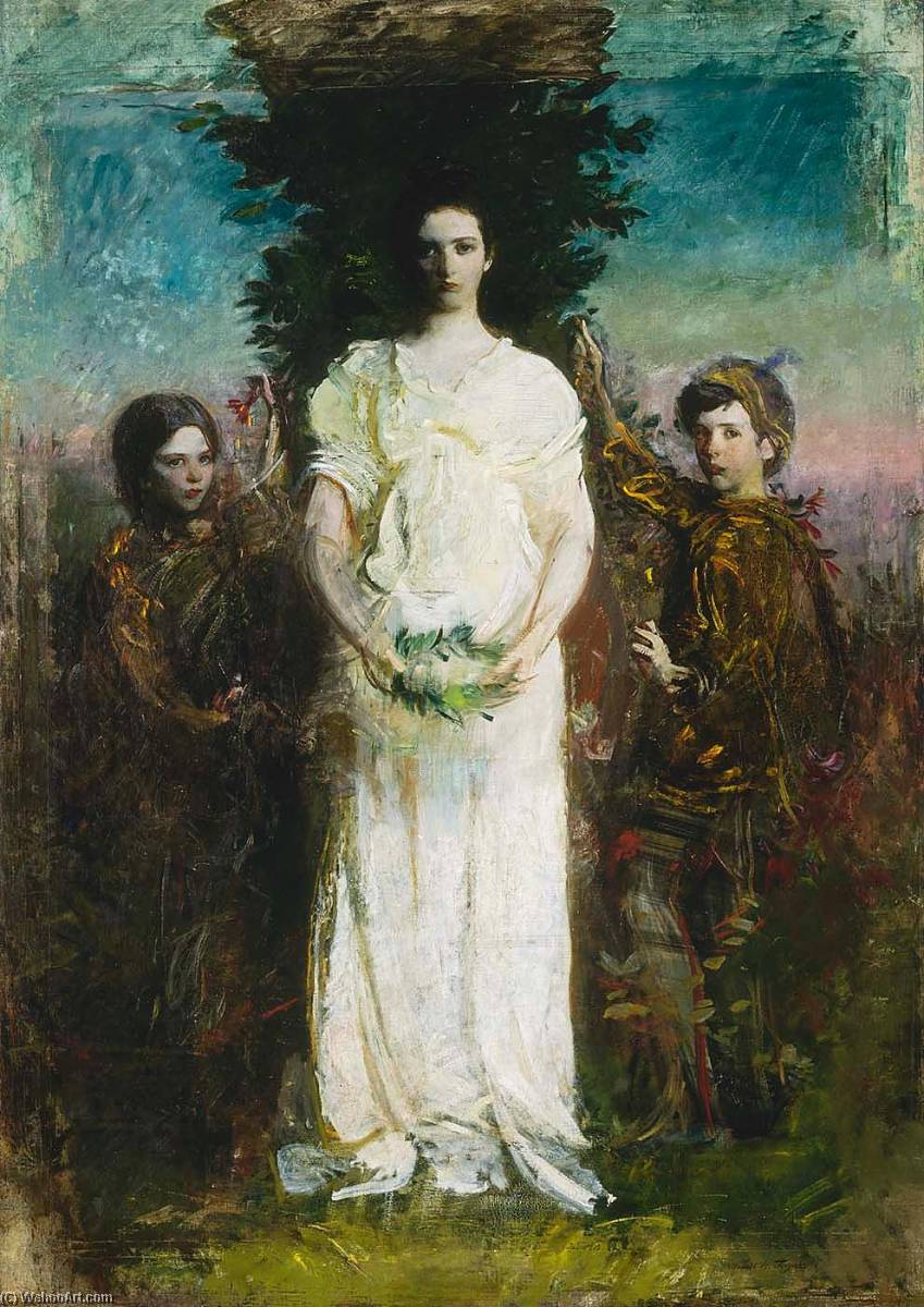 Wikioo.org - The Encyclopedia of Fine Arts - Painting, Artwork by Abbott Handerson Thayer - My Children (Mary, Gerald, and Gladys Thayer)
