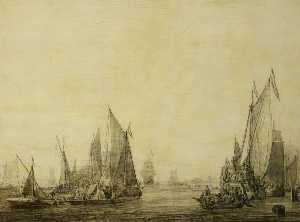 Ludolf Backhuysen - Dutch Shipping in a Harbour