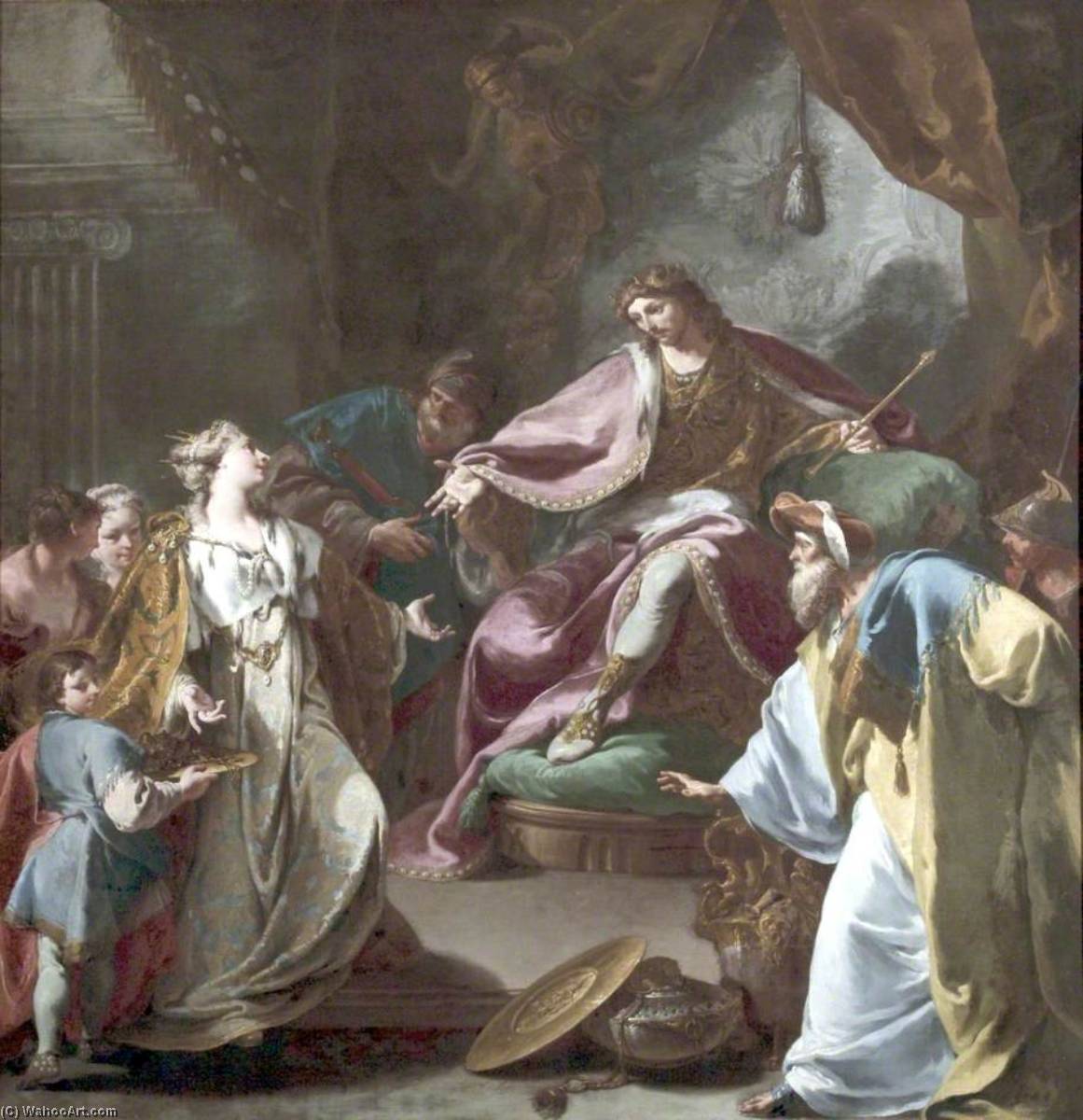 Wikioo.org - The Encyclopedia of Fine Arts - Painting, Artwork by Giovanni Battista Pittoni The Younger - Solomon and the Queen of Sheba