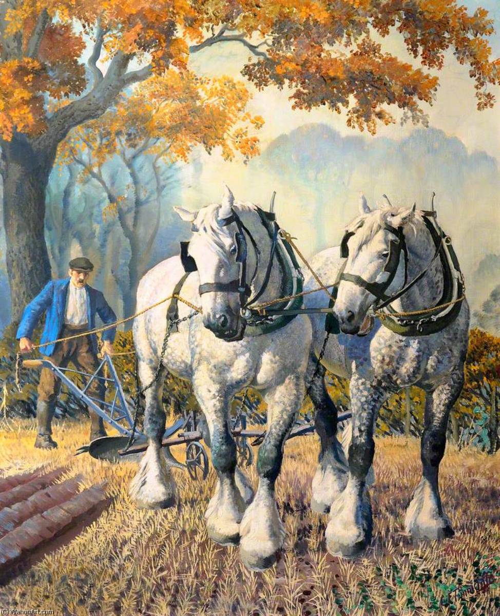 Wikioo.org - The Encyclopedia of Fine Arts - Painting, Artwork by Charles Frederick Tunnicliffe - A Team of Horses