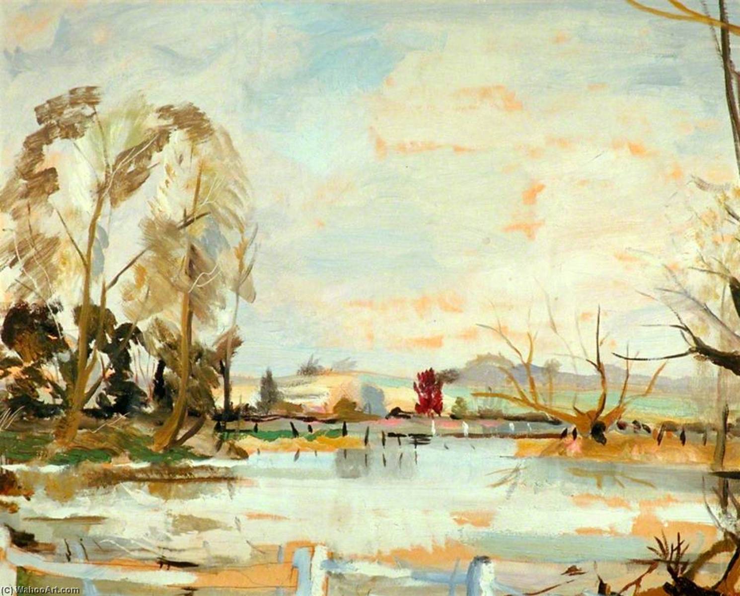 Wikioo.org - The Encyclopedia of Fine Arts - Painting, Artwork by Rowland Suddaby - Millpond, Bures, Suffolk