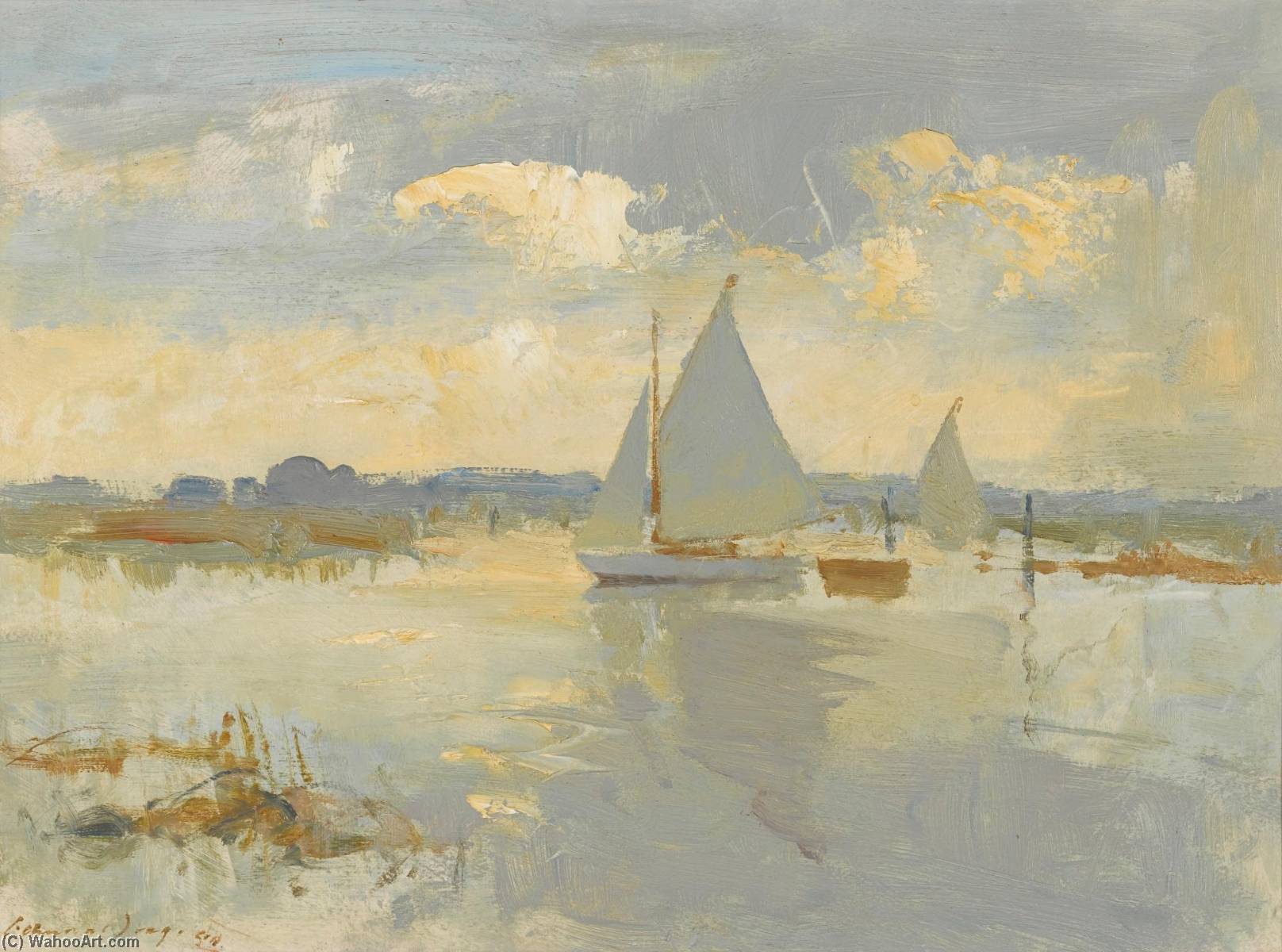 Wikioo.org - The Encyclopedia of Fine Arts - Painting, Artwork by Edward Seago - Evening in Heigham Sound
