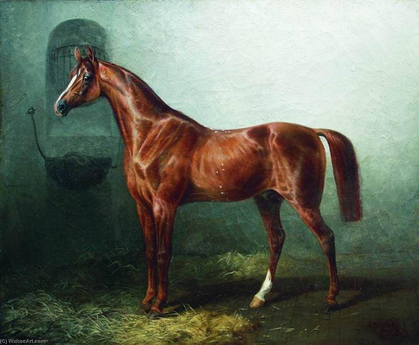 Wikioo.org - The Encyclopedia of Fine Arts - Painting, Artwork by Nikolai Egorovich Sverchkov - Horse in a Stable