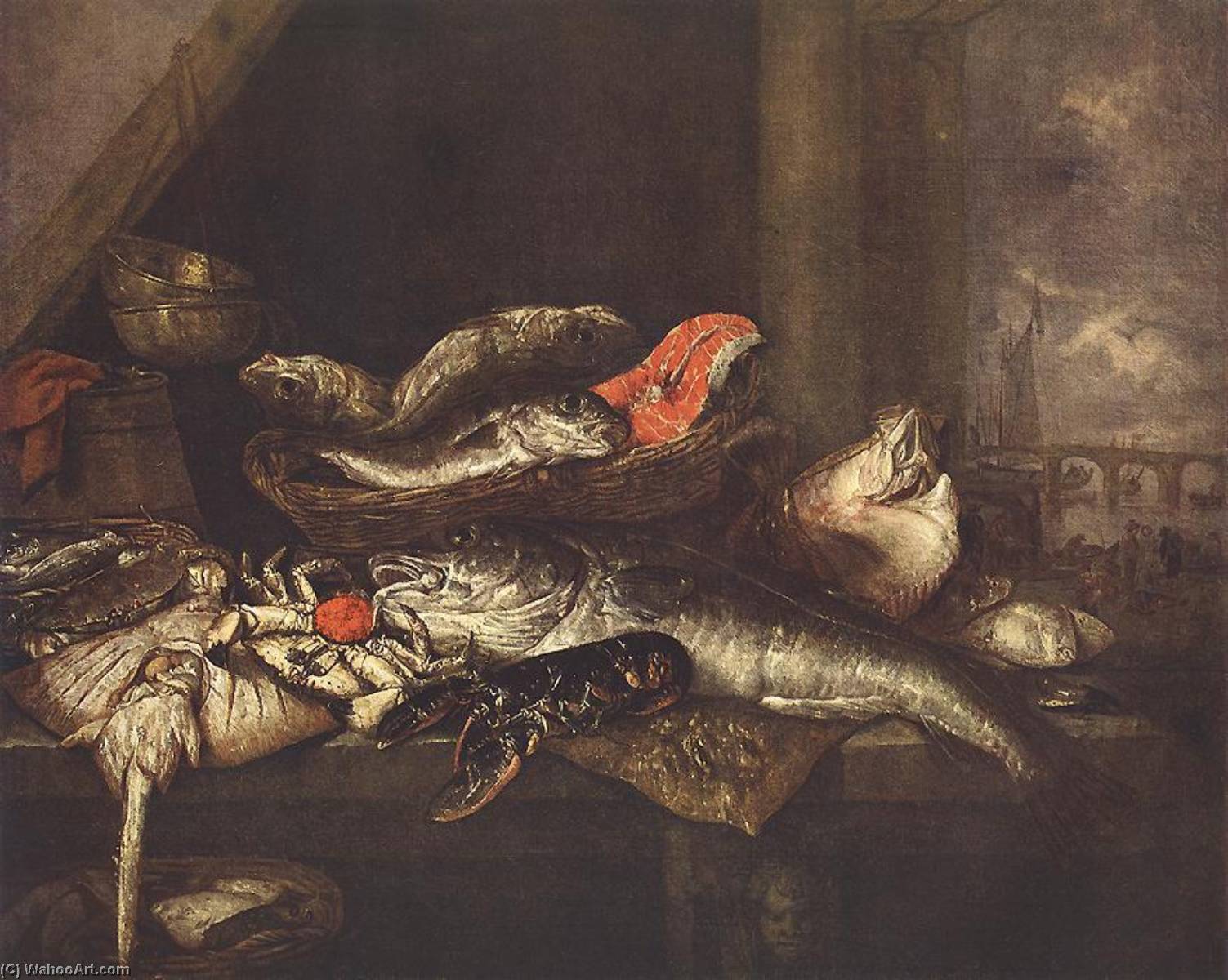 Wikioo.org - The Encyclopedia of Fine Arts - Painting, Artwork by Abraham Hendriksz Van Beijeren - Still life with Fishes