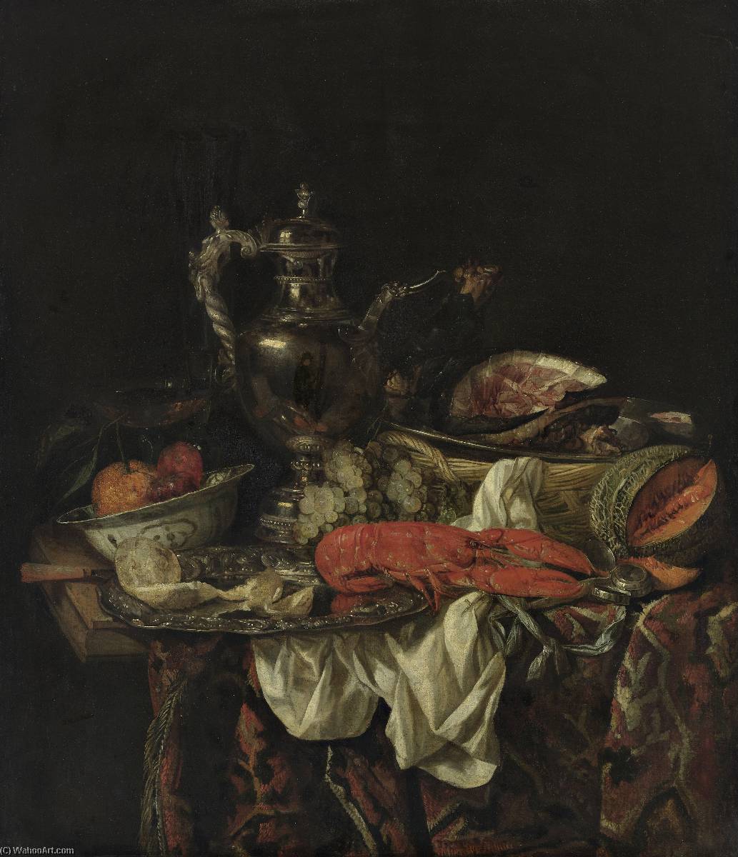 Wikioo.org - The Encyclopedia of Fine Arts - Painting, Artwork by Abraham Hendriksz Van Beijeren - Still life with a silver pitcher