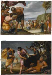 Moses Striking the Rock and the Drunkenness of Noah a pair