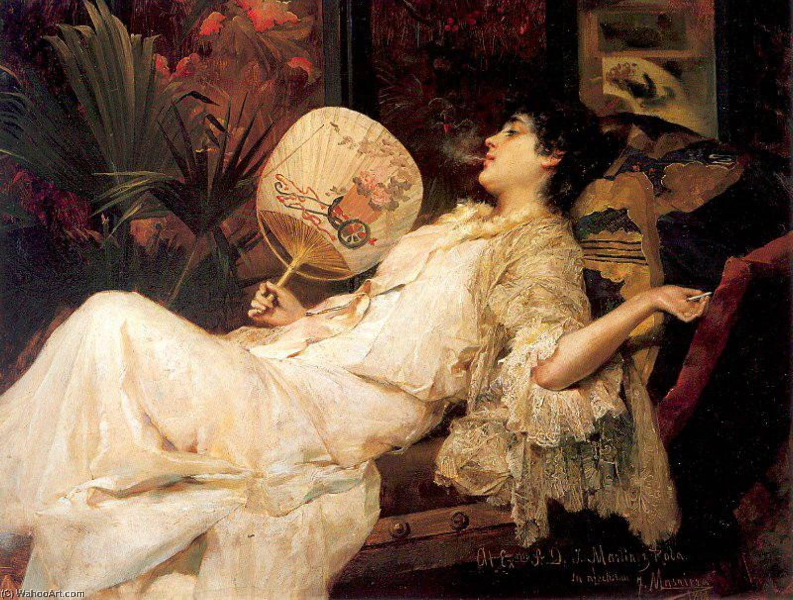 Wikioo.org - The Encyclopedia of Fine Arts - Painting, Artwork by Francisco Masriera Y Manovens - Mujer tumbada