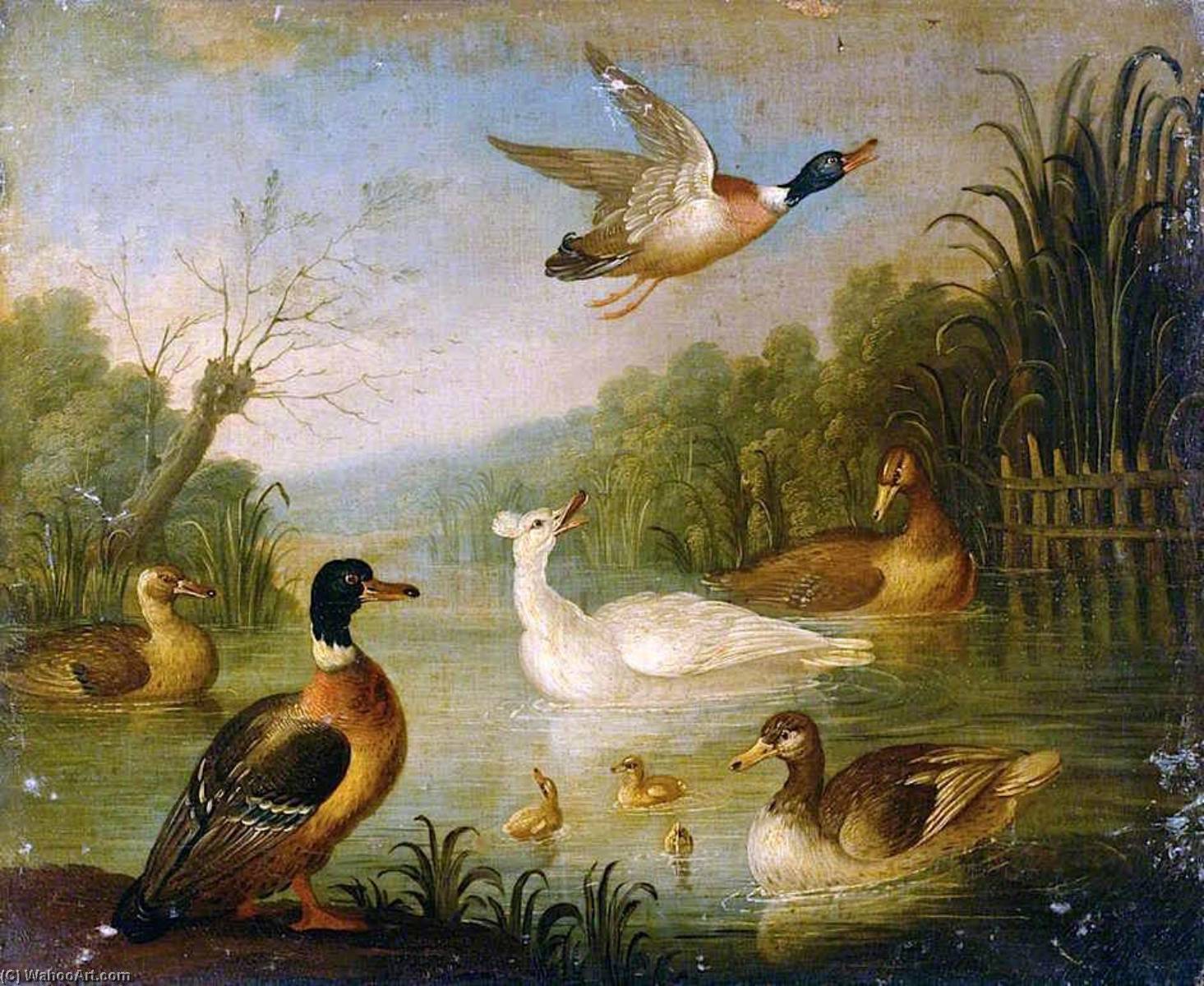 Wikioo.org - The Encyclopedia of Fine Arts - Painting, Artwork by Marmaduke Cradock - Mallards on a Pond