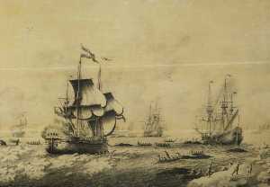 Adriaen Van Salm - Dutch Whaling Fleet in the Ice