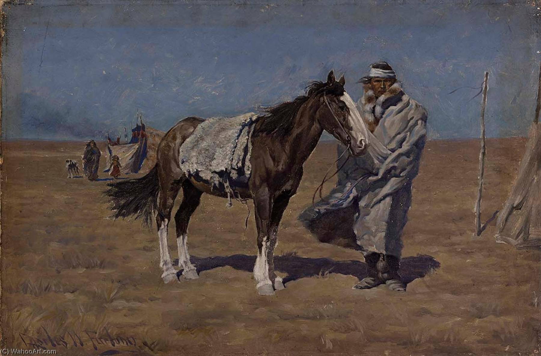 Wikioo.org - The Encyclopedia of Fine Arts - Painting, Artwork by Charles Wellington Furlong - A Titan of the Patagonian Pampas
