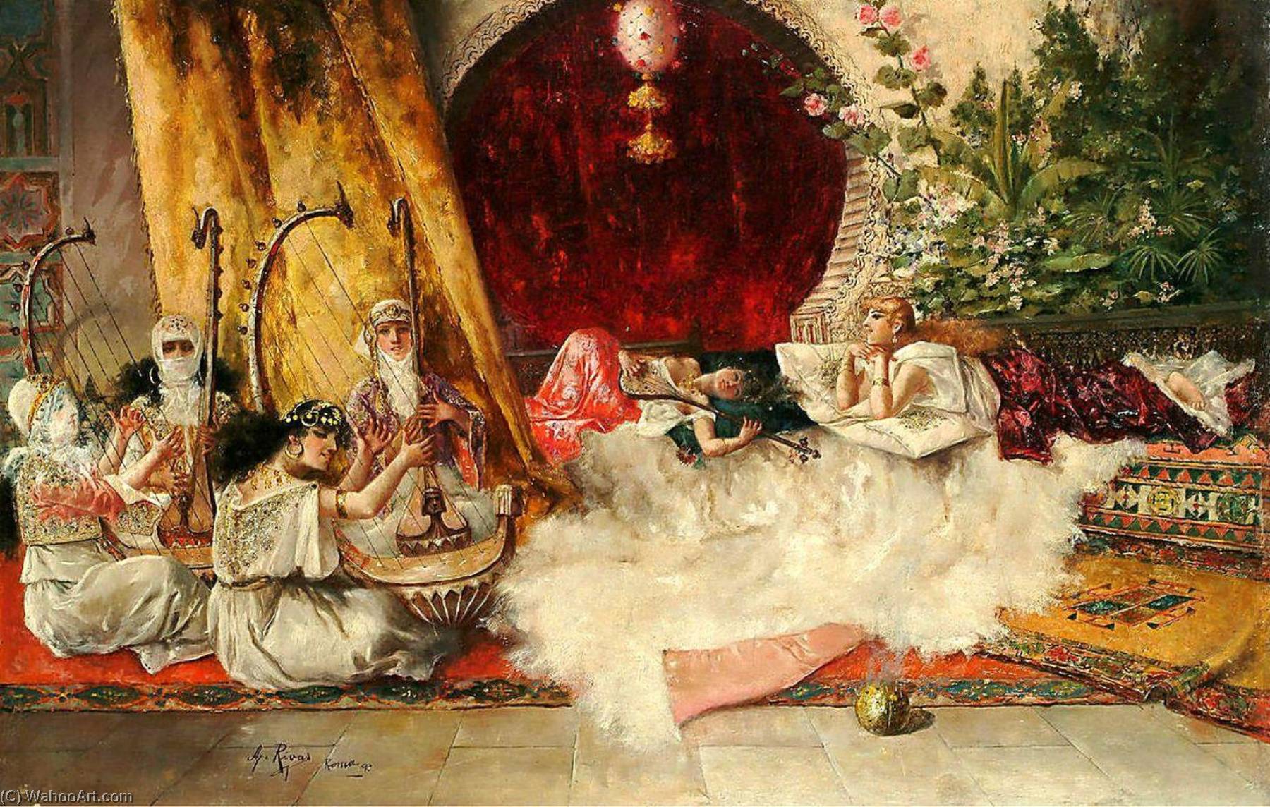 Wikioo.org - The Encyclopedia of Fine Arts - Painting, Artwork by Antonio Rivas - Music in the Harem