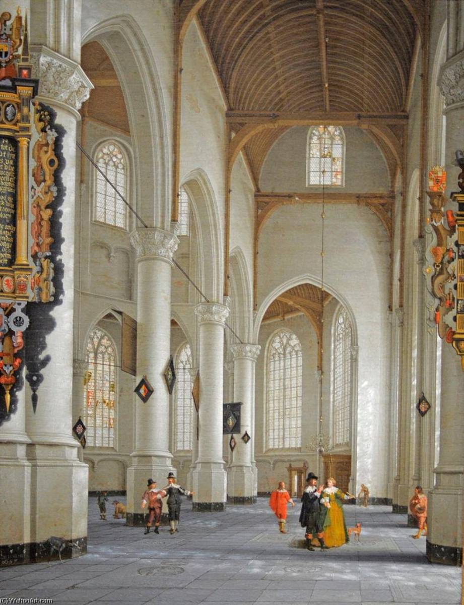 Wikioo.org - The Encyclopedia of Fine Arts - Painting, Artwork by Anthonie De Delorme - The Interior of the Church of St. Laurens in Rotterdam