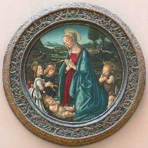 La Vierge adorant l'enfant entourée de saint Jean Baptiste enfant et de deux anges