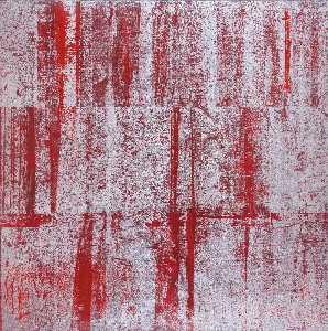 Red Abstract 2 (Red Stacked Silver)