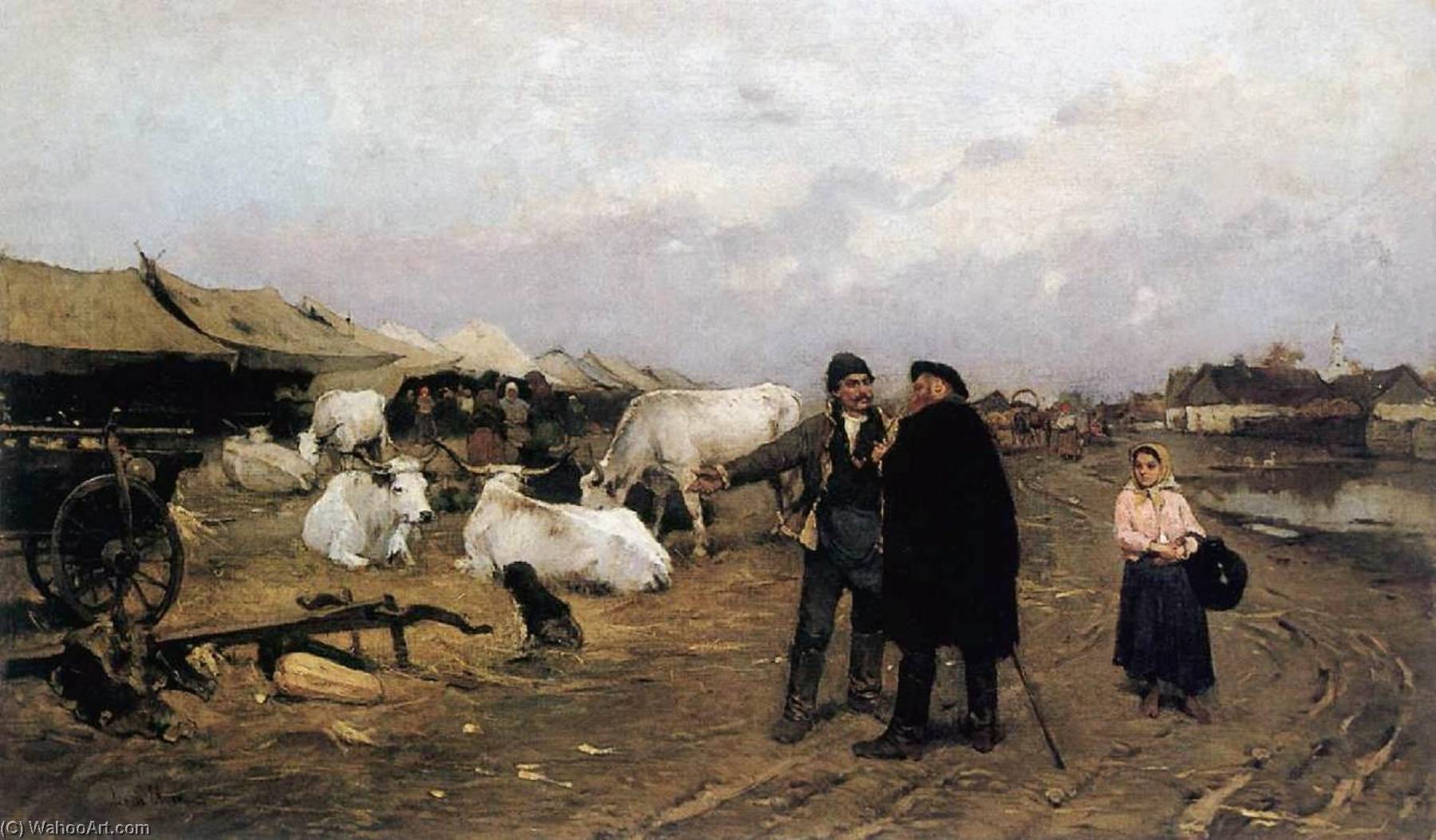 Wikioo.org - The Encyclopedia of Fine Arts - Painting, Artwork by Lajos Deák Ébner - Market Scene