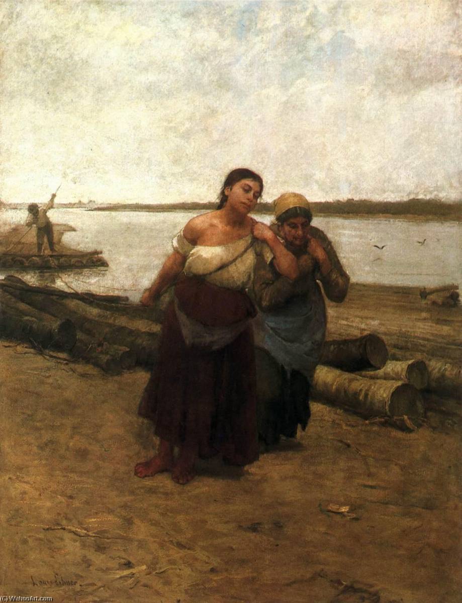 Wikioo.org - The Encyclopedia of Fine Arts - Painting, Artwork by Lajos Deák Ébner - Boat Warpers