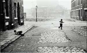 Leeds, England (two boys playing in street)