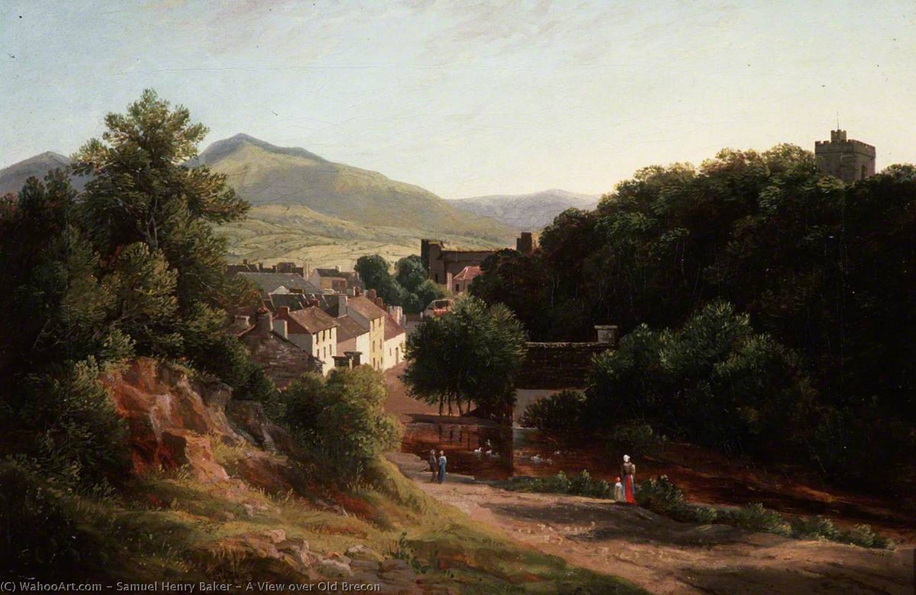 Wikioo.org - The Encyclopedia of Fine Arts - Painting, Artwork by Samuel Henry Baker - A View over Old Brecon