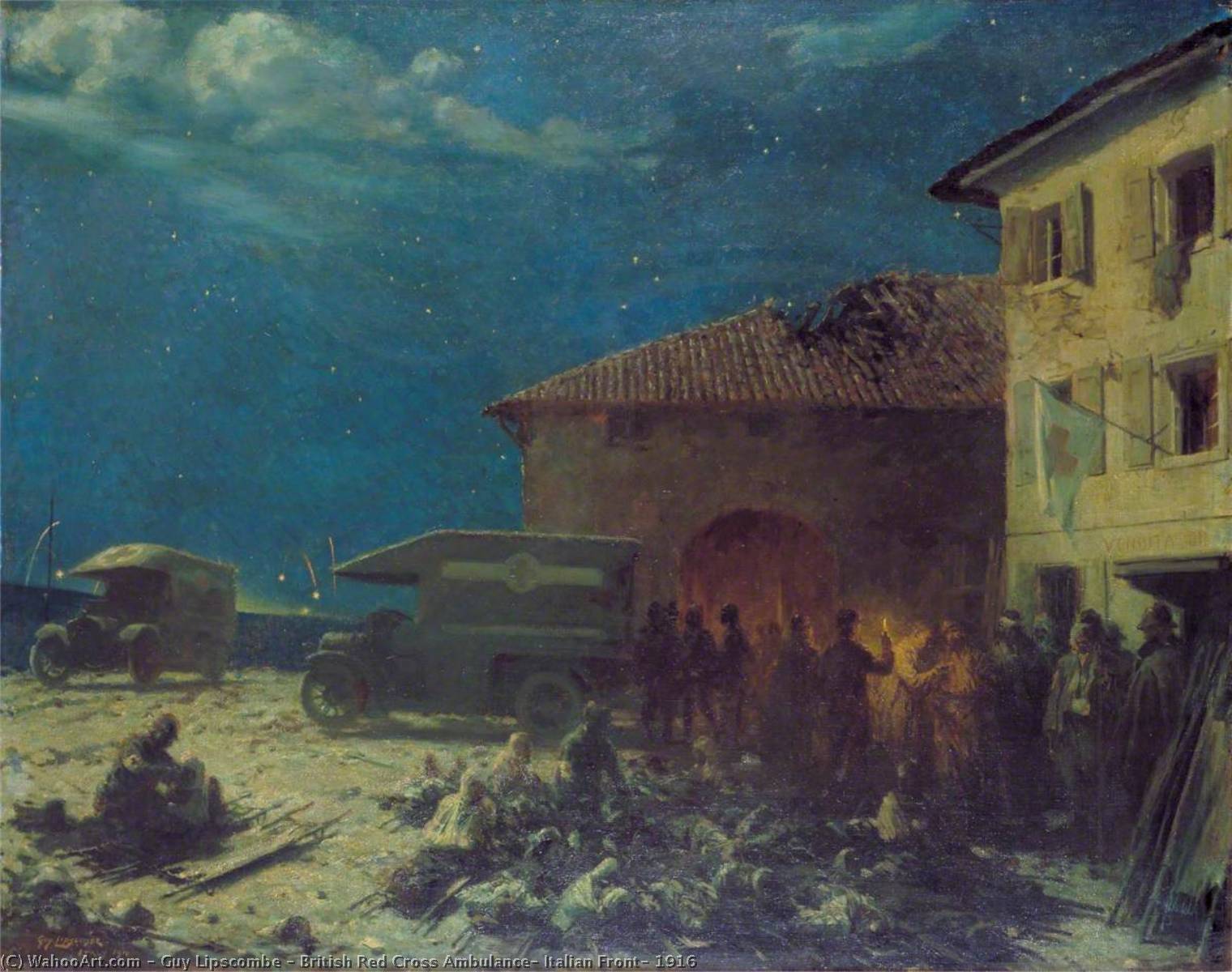 Wikioo.org - The Encyclopedia of Fine Arts - Painting, Artwork by Guy Lipscombe - British Red Cross Ambulance, Italian Front, 1916