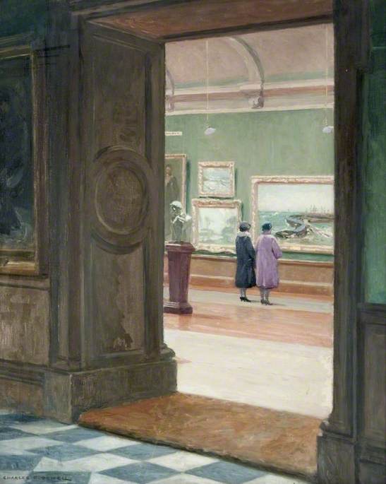 Wikioo.org - The Encyclopedia of Fine Arts - Painting, Artwork by Charles R Dowell - Interior of Glasgow Corporation Art Galleries