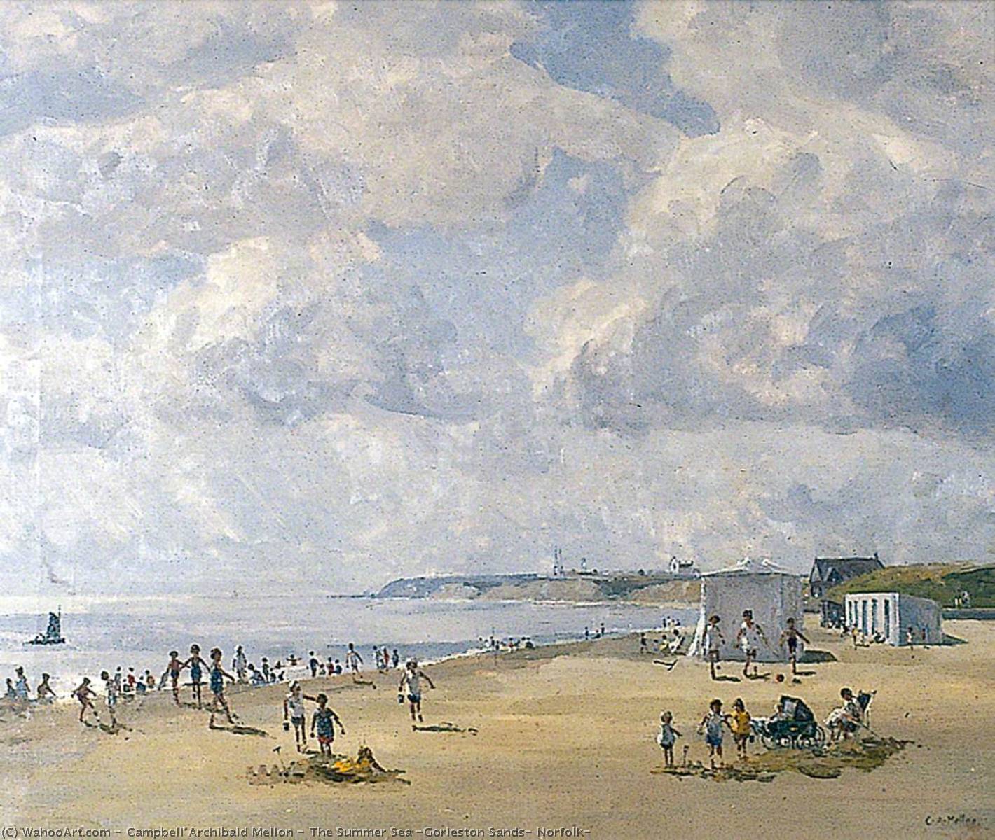 Wikioo.org - The Encyclopedia of Fine Arts - Painting, Artwork by Campbell Archibald Mellon - The Summer Sea (Gorleston Sands, Norfolk)