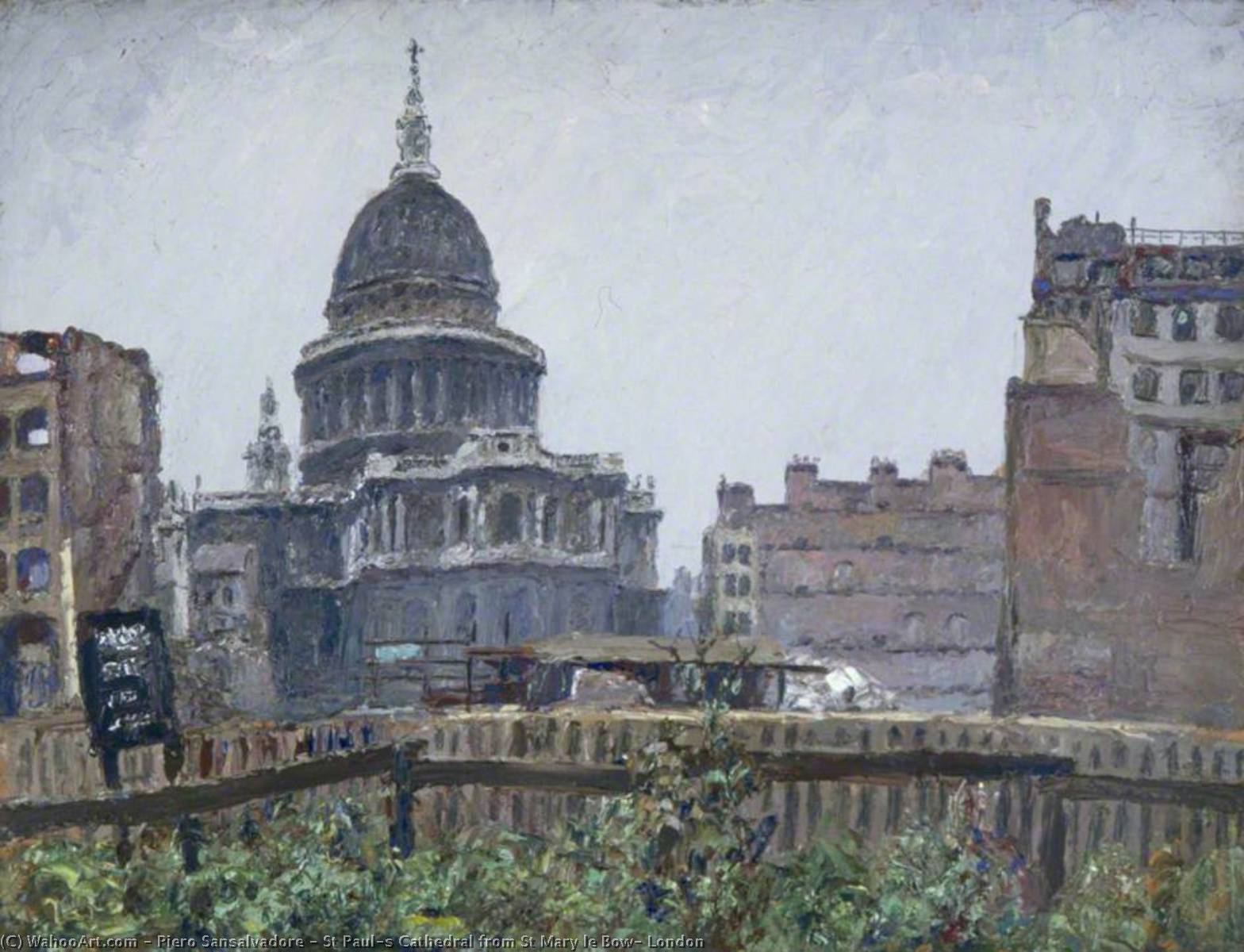 Wikioo.org - The Encyclopedia of Fine Arts - Painting, Artwork by Piero Sansalvadore - St Paul's Cathedral from St Mary le Bow, London
