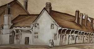 Fifteenth Century Almshouses, Saint James and Canon Street, 1897