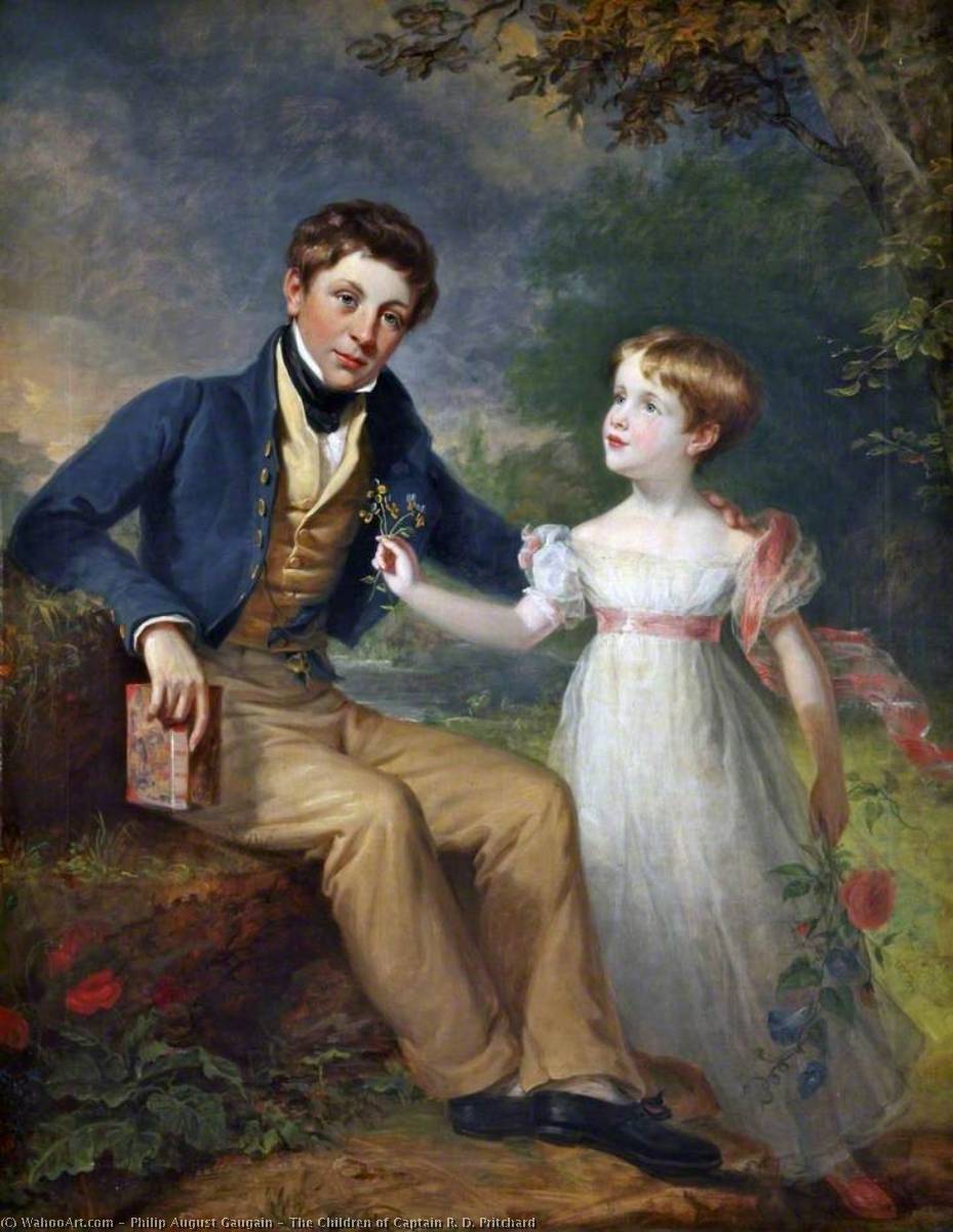 Wikioo.org - The Encyclopedia of Fine Arts - Painting, Artwork by Philip August Gaugain - The Children of Captain R. D. Pritchard