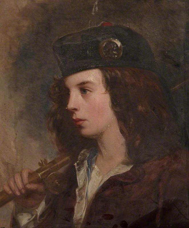 Wikioo.org - The Encyclopedia of Fine Arts - Painting, Artwork by Charles Grey - Alfred Grey (1845–1926), the Artist's Son, with a Fishing Rod over His Shoulder