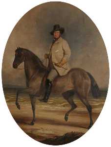 Frederick William Robert Stewart (1805–1872), 4th Marquess of Londonderry, KP, PC, on a Horse by the Sea