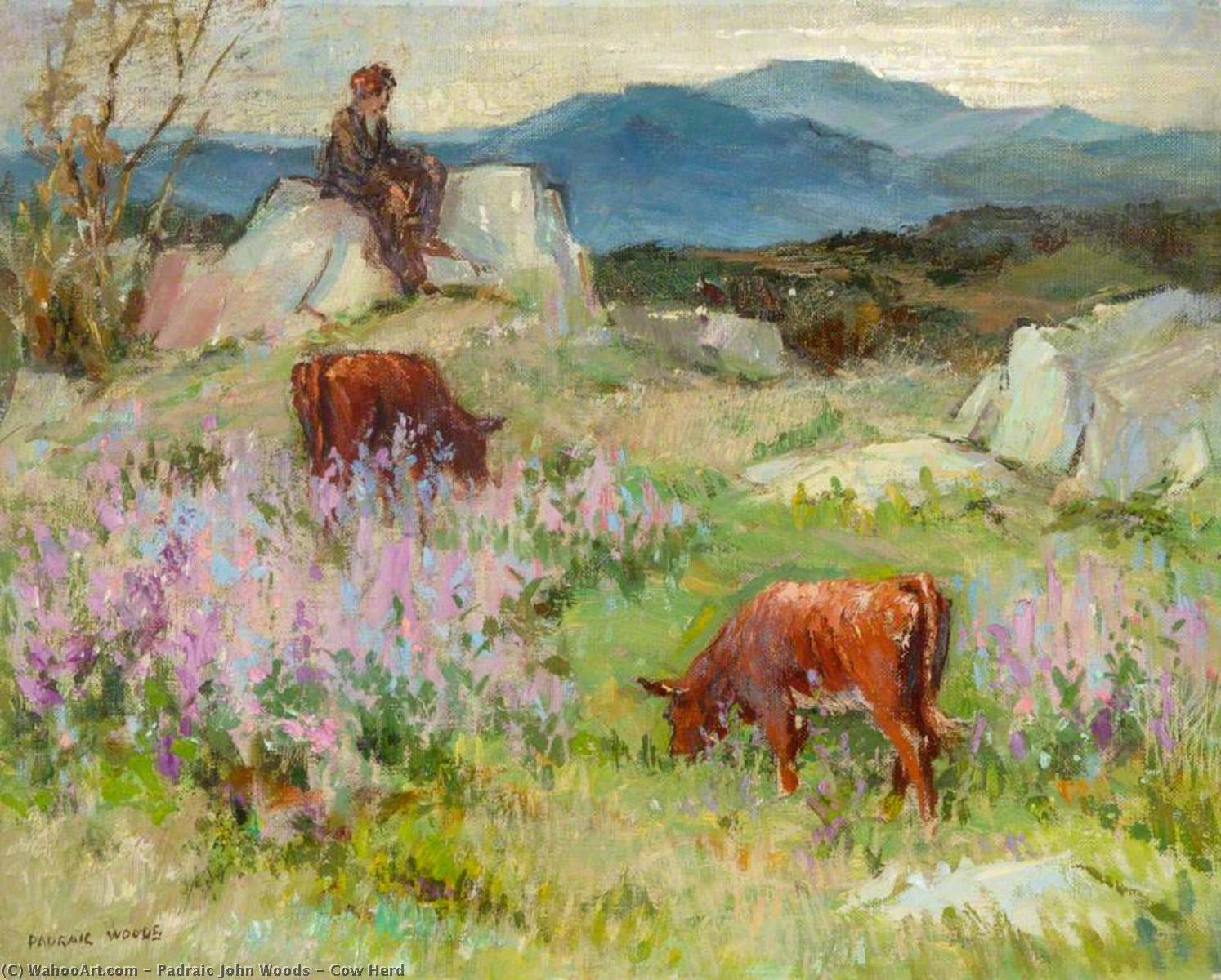 Wikioo.org - The Encyclopedia of Fine Arts - Painting, Artwork by Padraic John Woods - Cow Herd