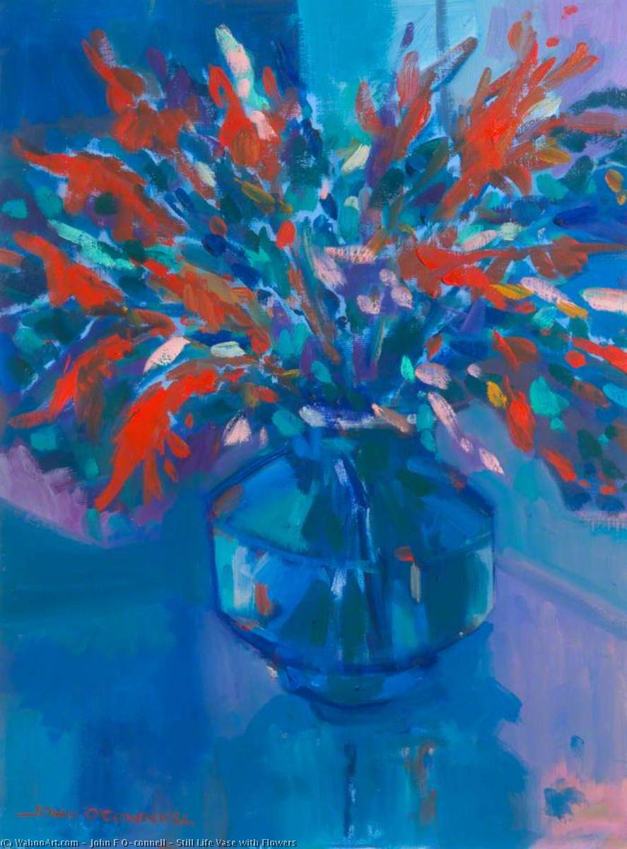 Wikioo.org - The Encyclopedia of Fine Arts - Painting, Artwork by John F O'connell - Still Life Vase with Flowers