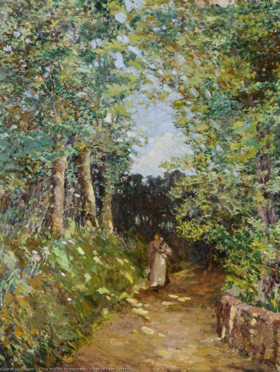 Wikioo.org - The Encyclopedia of Fine Arts - Painting, Artwork by Elsie Marion Henderson - Wooded Lane (recto)