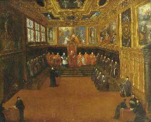 The Doge and Senators in the Sala del Collegio, Palazzo Ducale, Venice