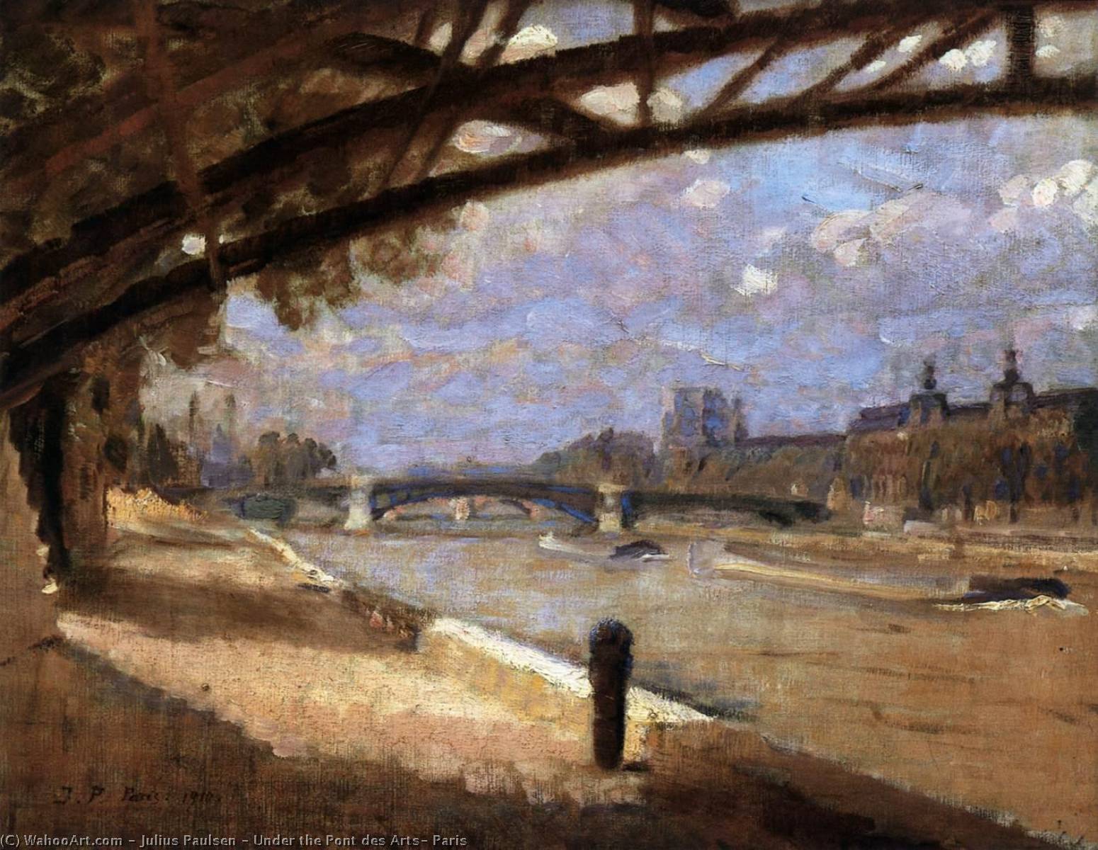 Wikioo.org - The Encyclopedia of Fine Arts - Painting, Artwork by Julius Paulsen - Under the Pont des Arts, Paris