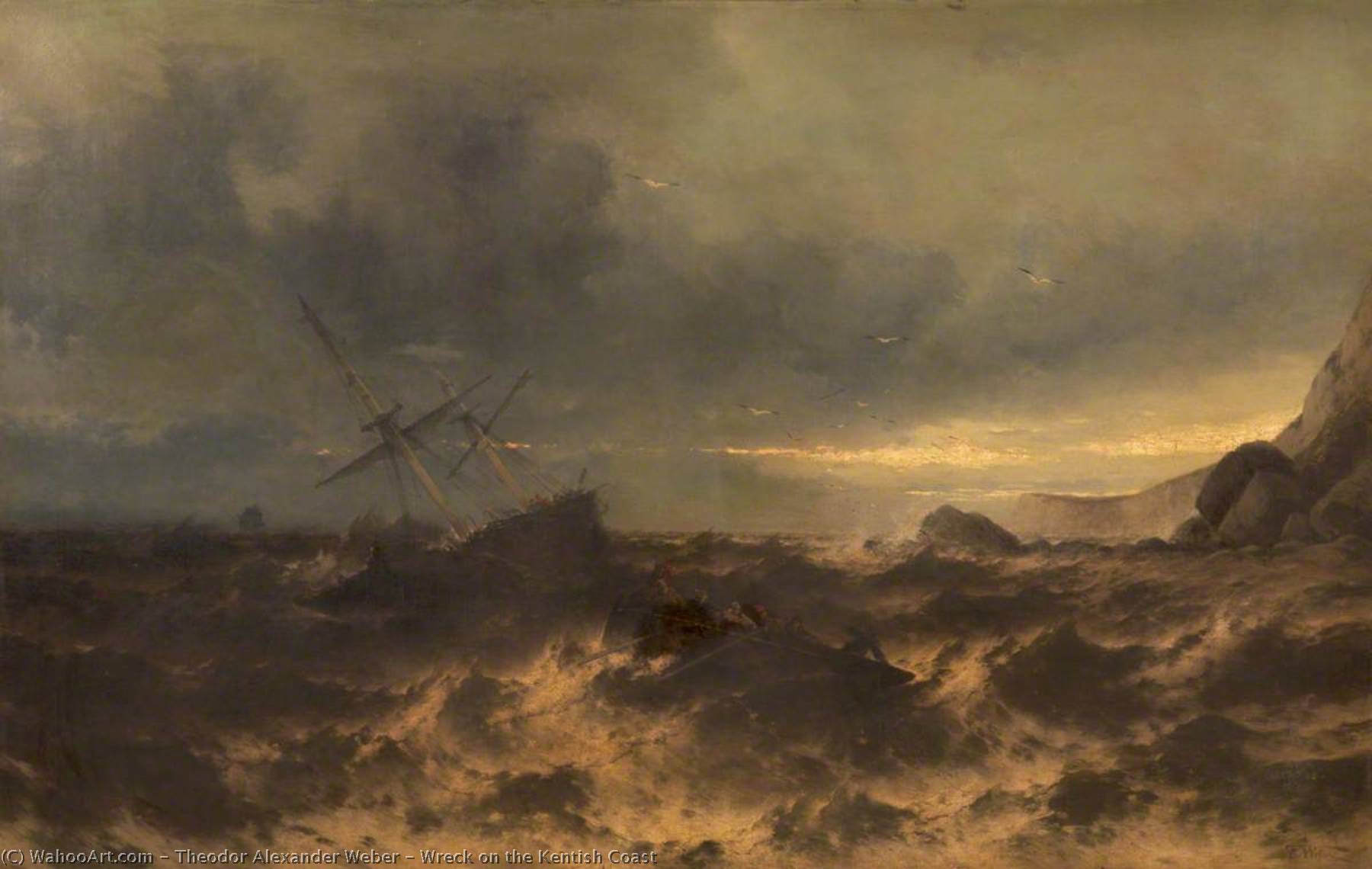 Wikioo.org - The Encyclopedia of Fine Arts - Painting, Artwork by Theodor Alexander Weber - Wreck on the Kentish Coast